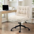 Ultifit H2-01 Armless Criss Cross Office Chair, Premium Fabric Wide Padded Seat Vanity Chair with Dual-Layer Cushion & Smooth-Rolling Wheels