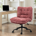 Ultifit H2-05 Armless Criss Cross Office Chair, Premium Fabric Wide Padded Seat Vanity Chair with Dual-Layer Cushion & Smooth-Rolling Wheels