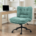 Ultifit H2-02 Armless Criss Cross Office Chair, Premium Fabric Wide Padded Seat Vanity Chair with Dual-Layer Cushion & Smooth-Rolling Wheels