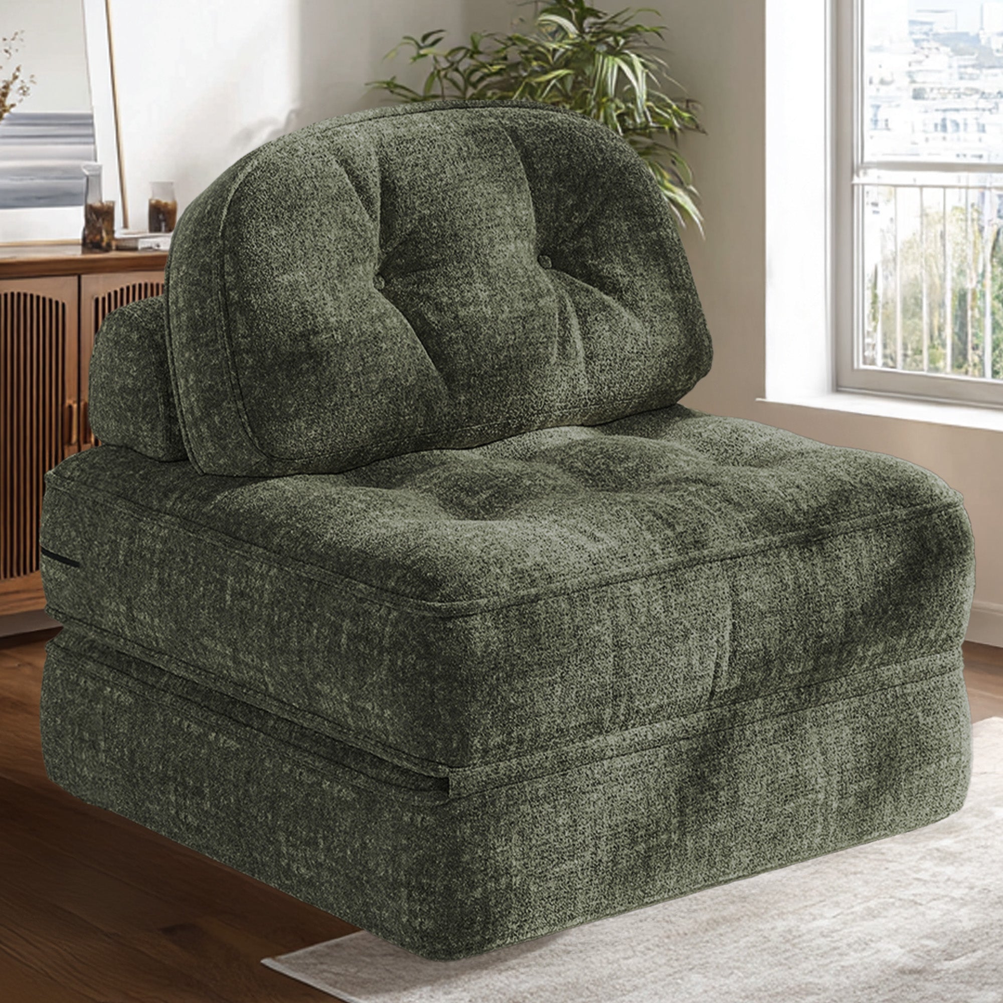 Ultifit F1B-05 Folding Sofa Bed, Convertible Sleeper Sofa with Pillow & Back Support, Portable High‑Density Foam Floor Sofa Chair for Living Room & Bedroom