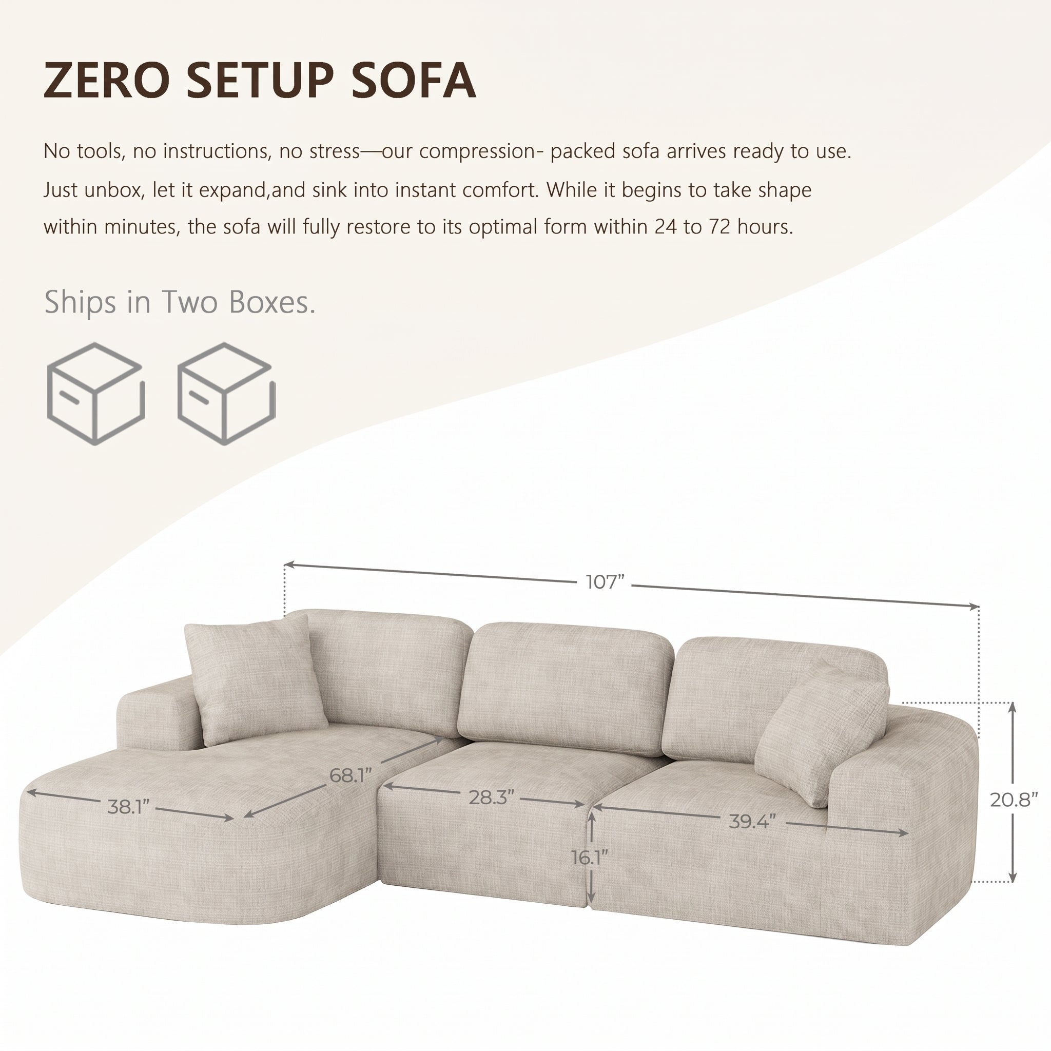 QL-66F2 107'' Modular Sectional Sofa